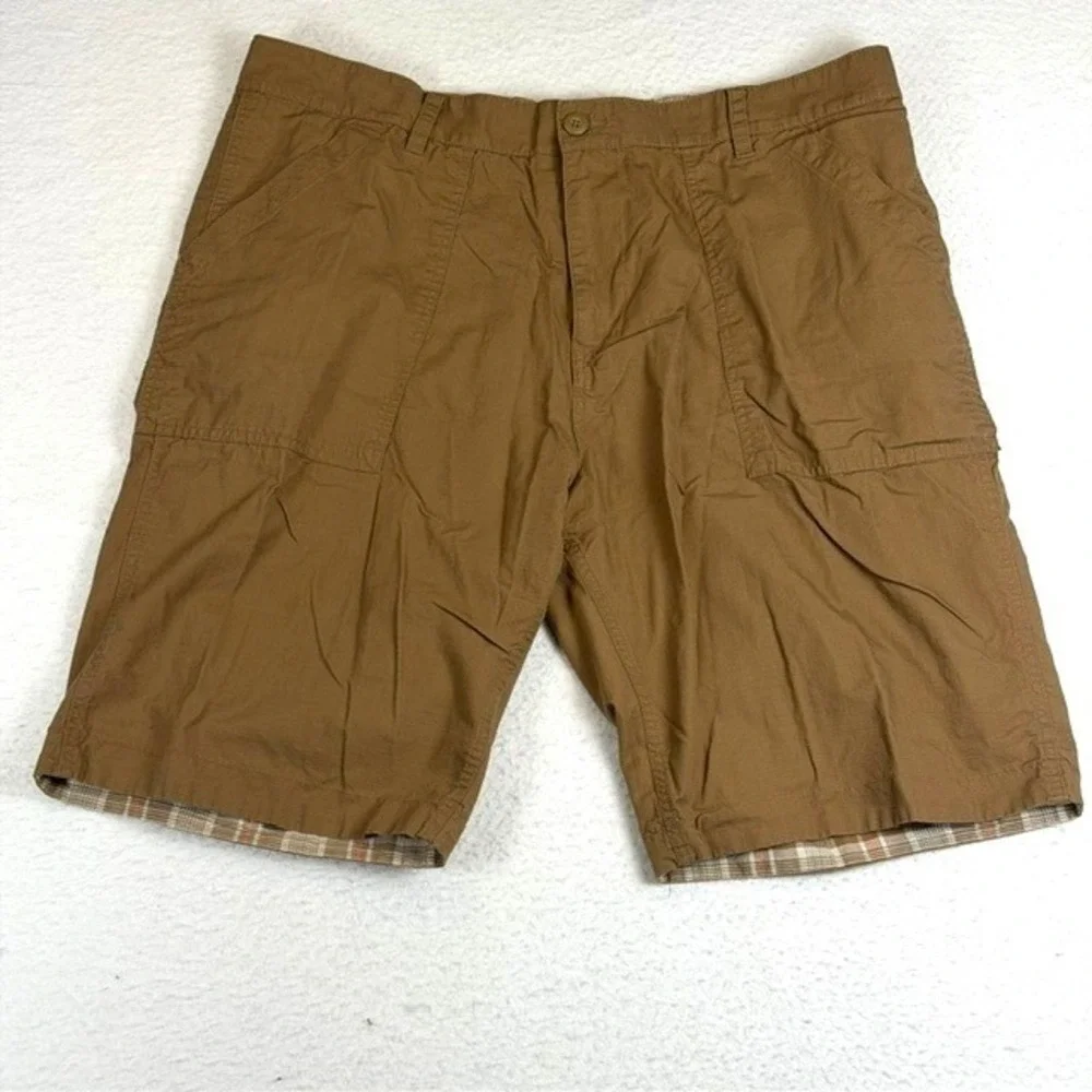 Banana Republic Mens Reversible Ripstop Plaid/Brown Shorts Size 40 Rare